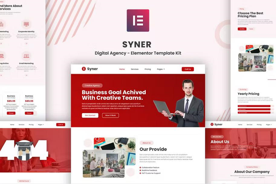 SYNER – CREATIVE AGENCY ELEMENTOR TEMPLATE KIT